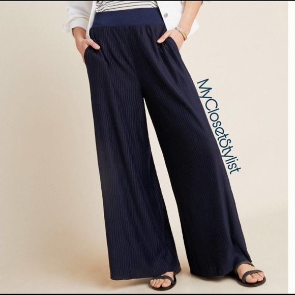 Anthropologie Pants - Anthropologie NWT Flowy knit Wide Leg Essential Pants! XS/S Pockets with stretch